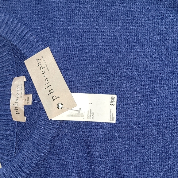 Philosophy Drop Shoulder Crewneck Sweater, Small, Blue, NWT - Picture 7 of 10